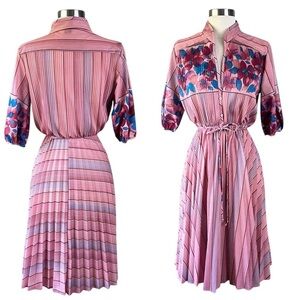 VINTAGE Sears Pleated Midi Dress Size Small